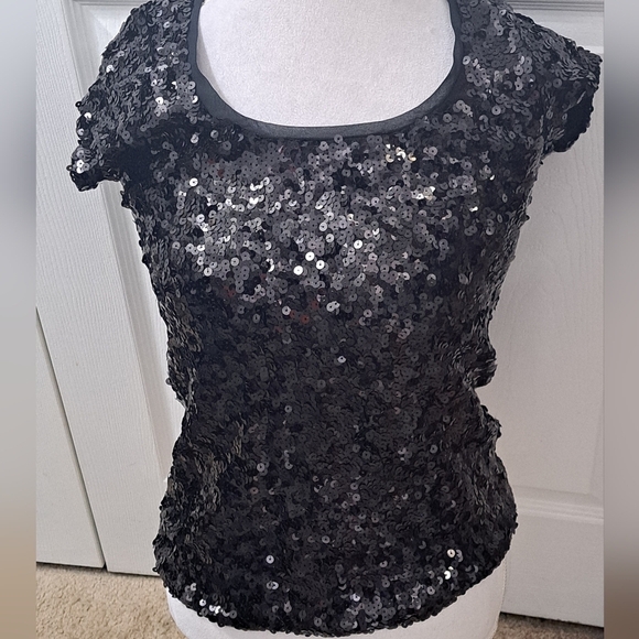 International Concepts Black Sequin Top - Picture 1 of 8